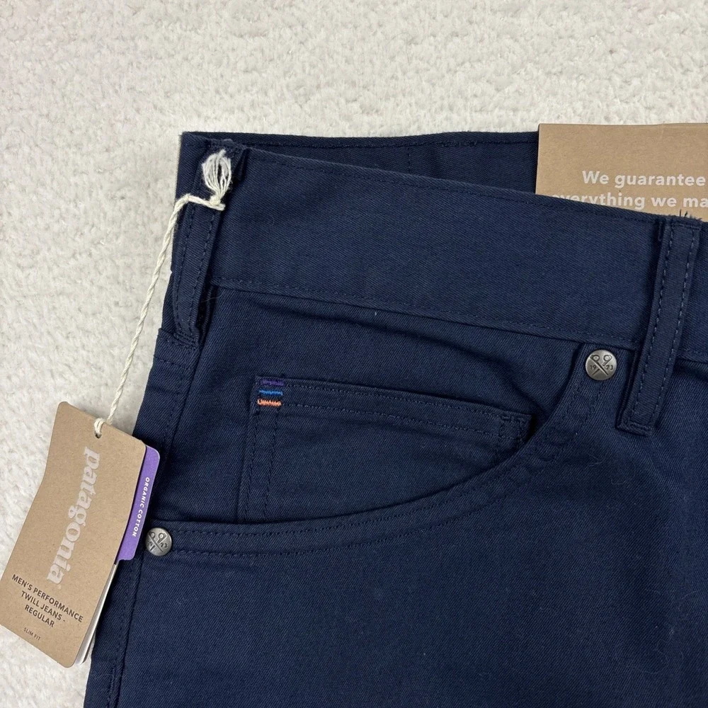 NEW PATAGONIA Performance Twill Jeans Mens 31/32 Navy Blue Slim Fit Stretch Pant